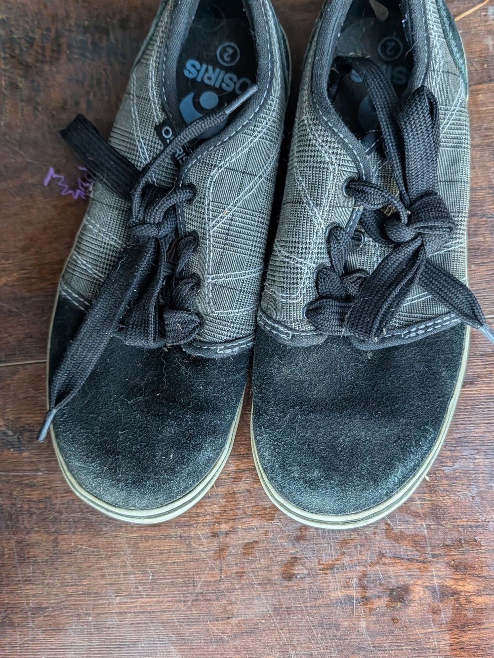 Osiris Kids Black and Gray Plaid Lace-Up Sneakers